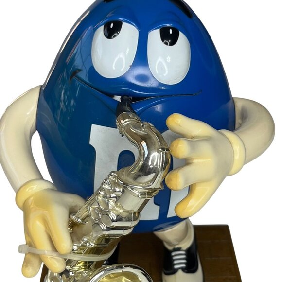 M&M Candy Dispenser Blue Peanut with Saxophone Collectible Holder - Picture 4 of 10
